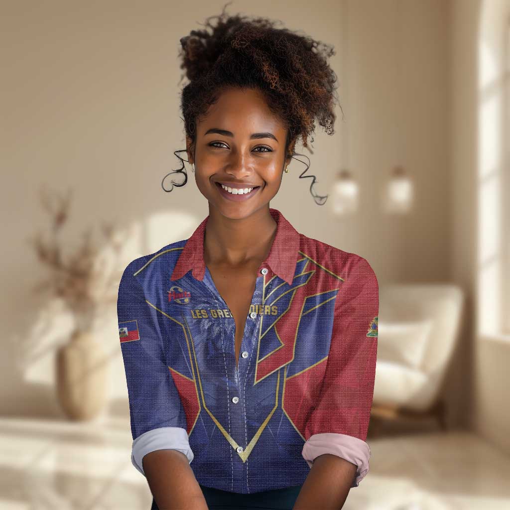 Custom Afro-Haitians Football Women Casual Shirt Haitian Palm Tree Unique Style