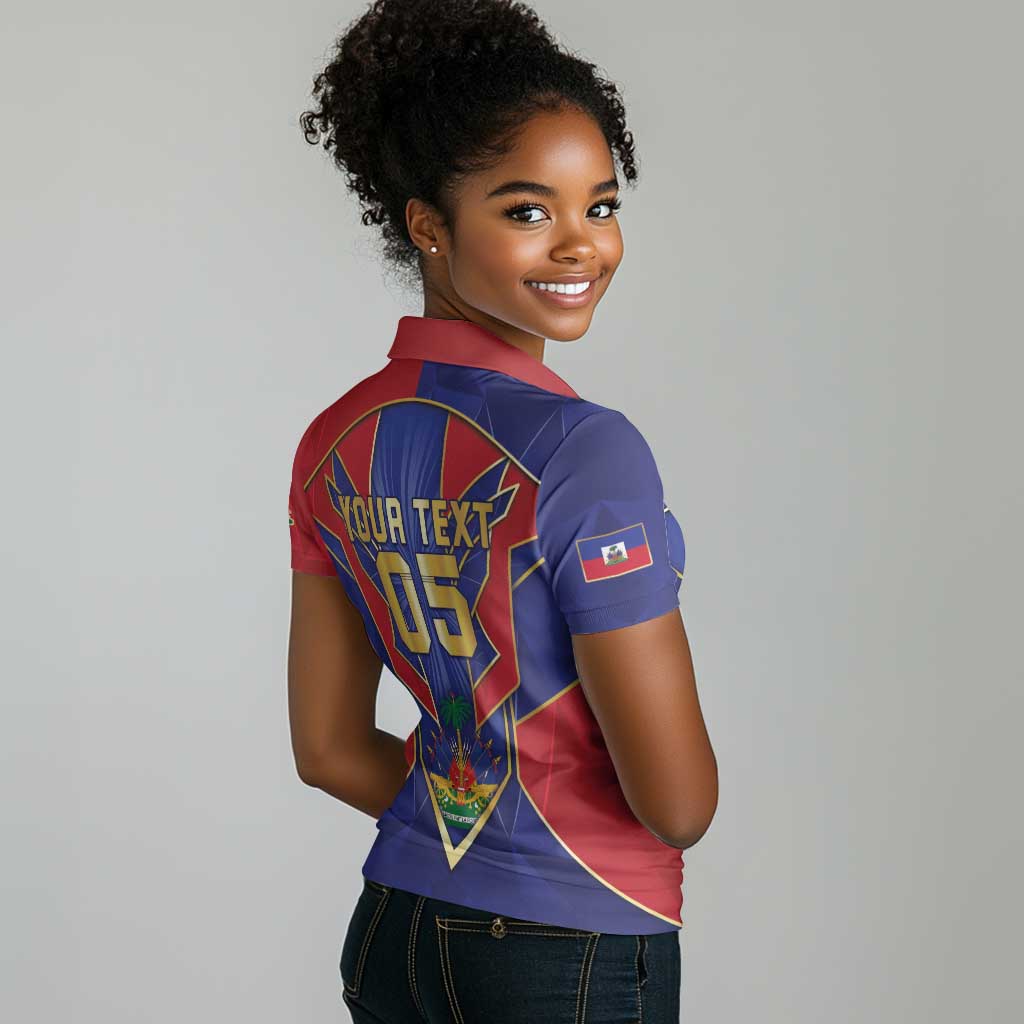 Custom Afro-Haitians Football Women Polo Shirt Haitian Palm Tree Unique Style