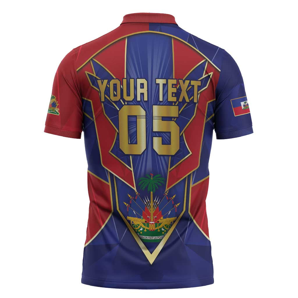 Custom Afro-Haitians Football Zipper Polo Shirt Haitian Palm Tree Unique Style