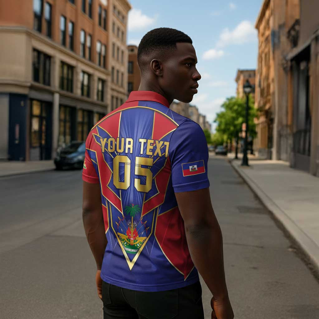 Custom Afro-Haitians Football Zipper Polo Shirt Haitian Palm Tree Unique Style
