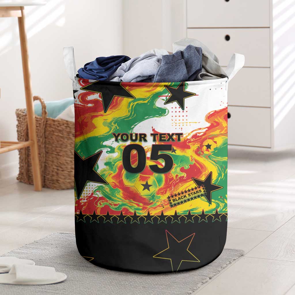 Custom Ghana Football Laundry Basket African Pride Flag Colors Flame
