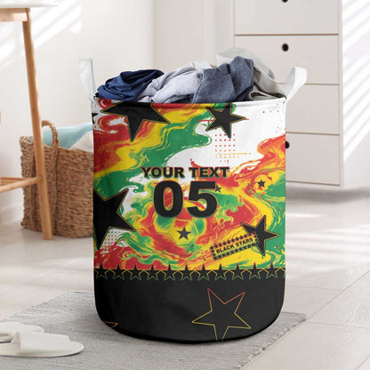 Custom Ghana Football Laundry Basket African Pride Flag Colors Flame
