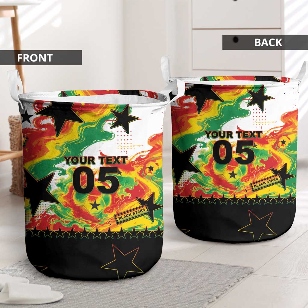 Custom Ghana Football Laundry Basket African Pride Flag Colors Flame