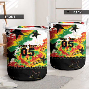 Custom Ghana Football Laundry Basket African Pride Flag Colors Flame