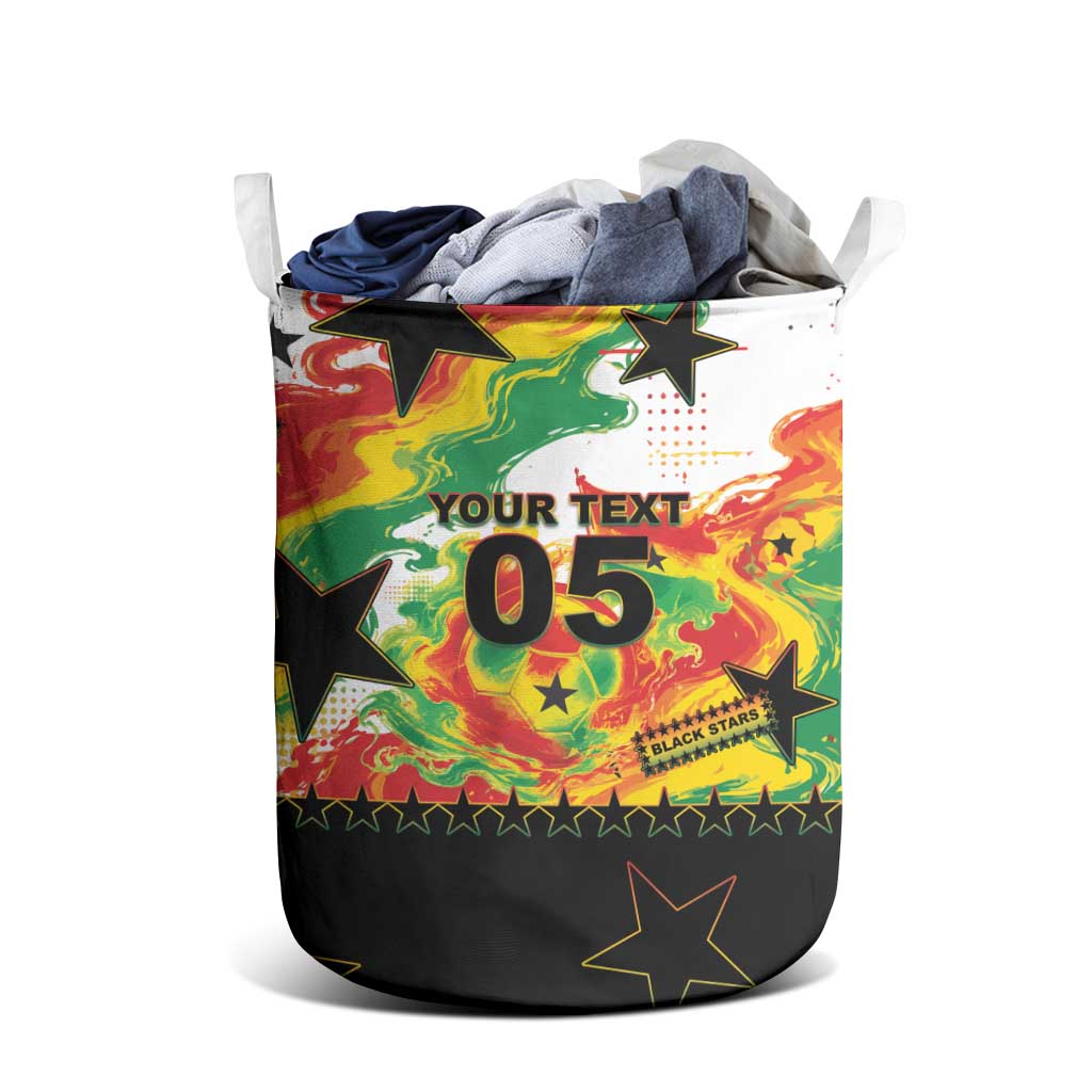 Custom Ghana Football Laundry Basket African Pride Flag Colors Flame