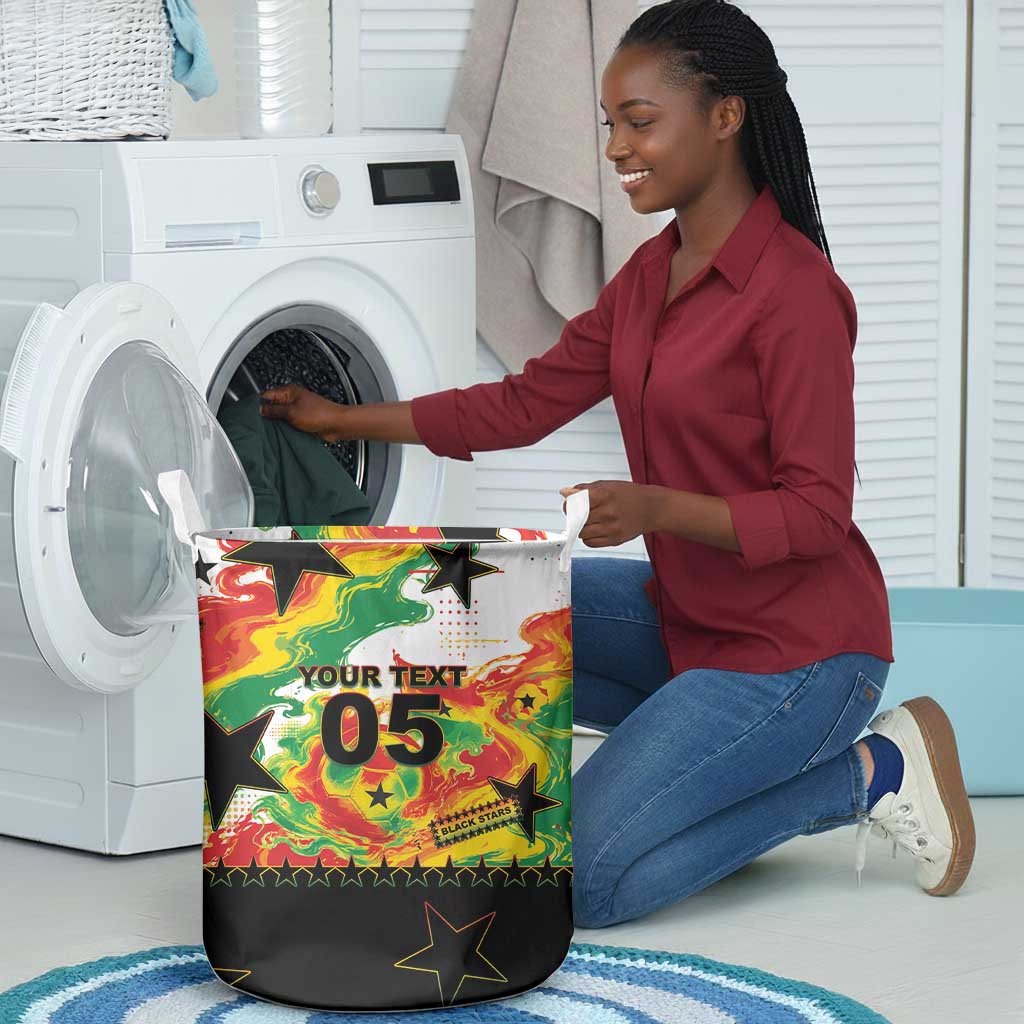 Custom Ghana Football Laundry Basket African Pride Flag Colors Flame