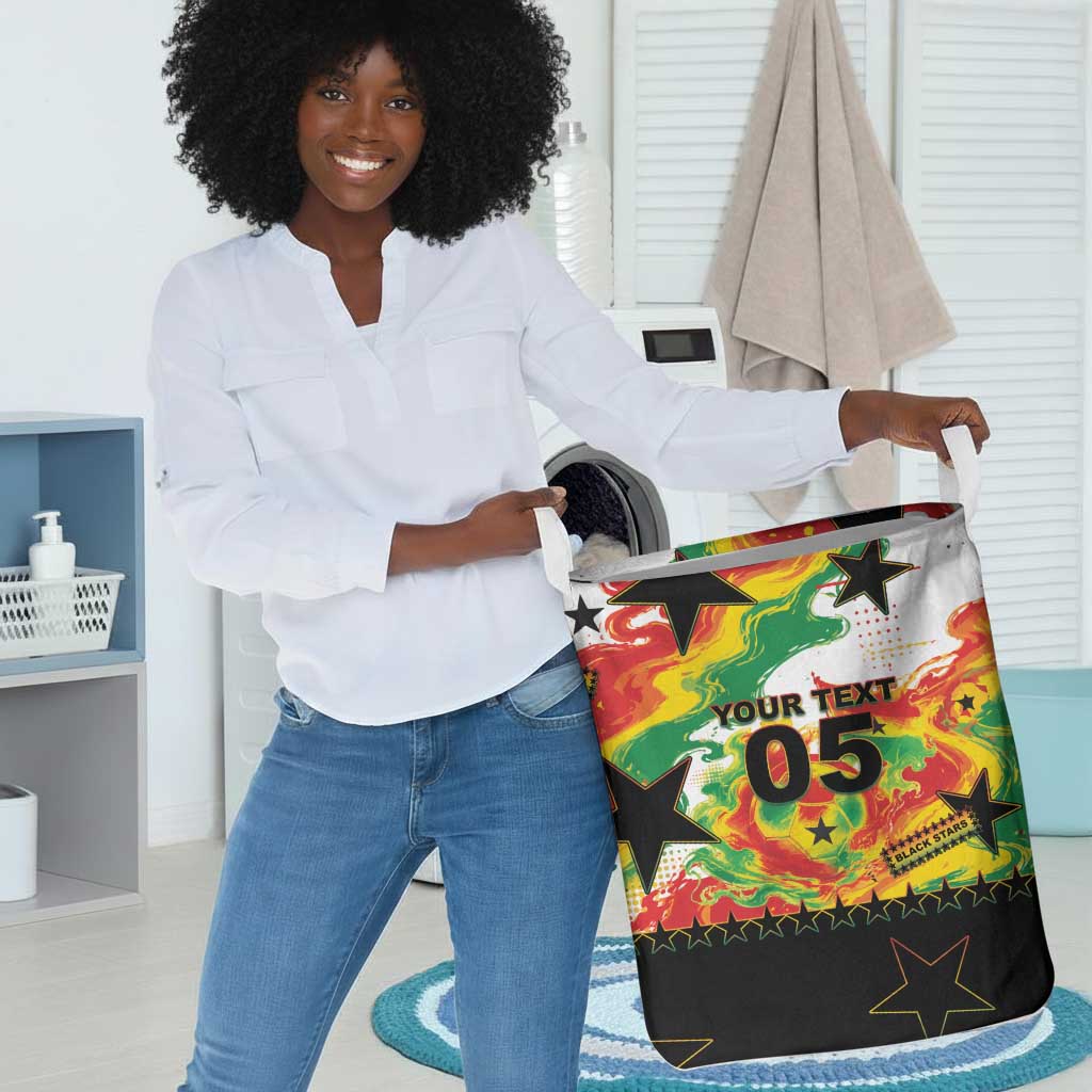 Custom Ghana Football Laundry Basket African Pride Flag Colors Flame
