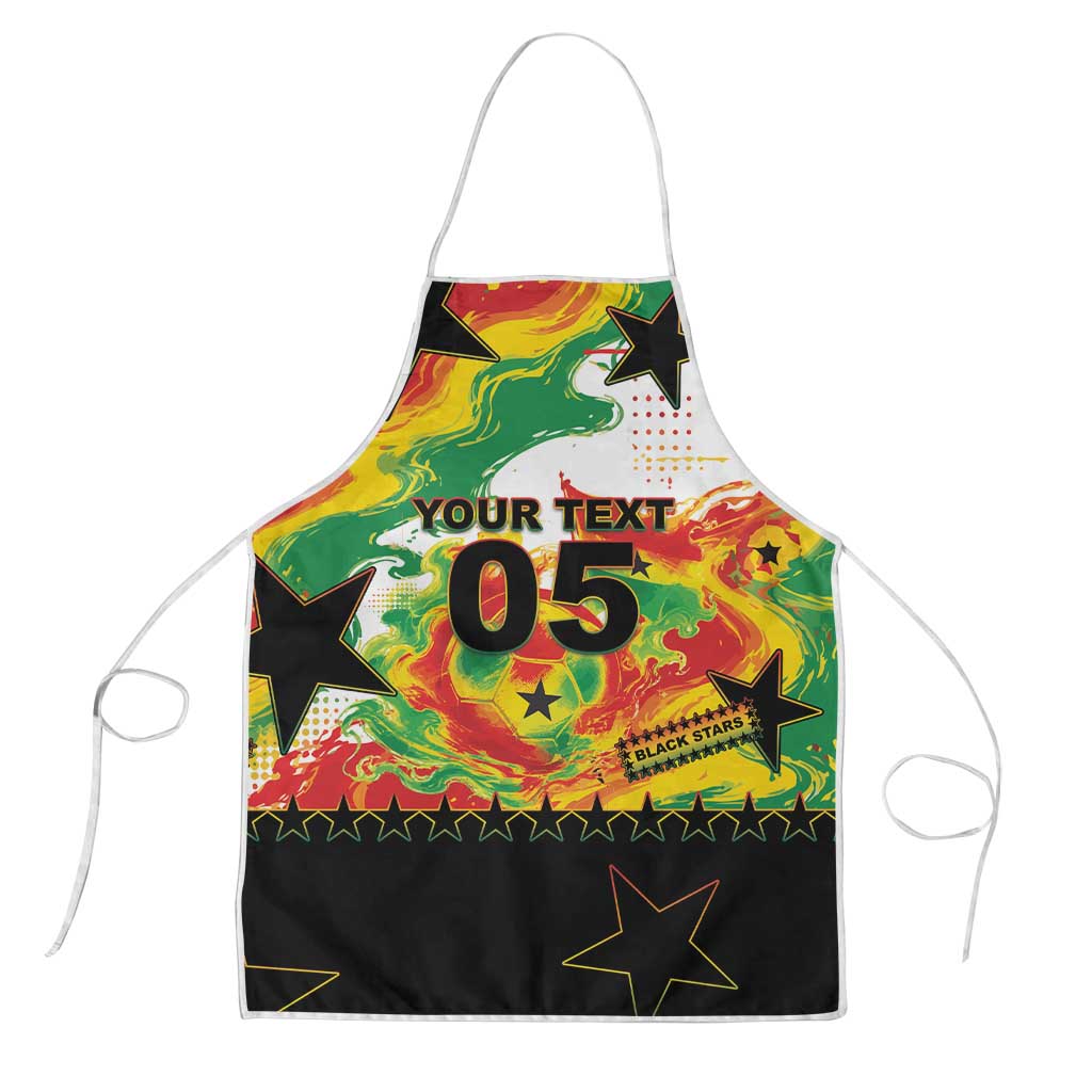 Custom Ghana Football Apron African Pride Flag Colors Flame