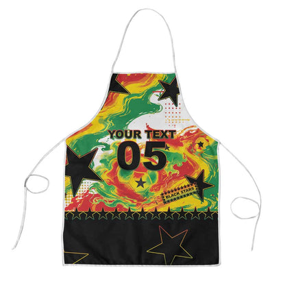 Custom Ghana Football Apron African Pride Flag Colors Flame