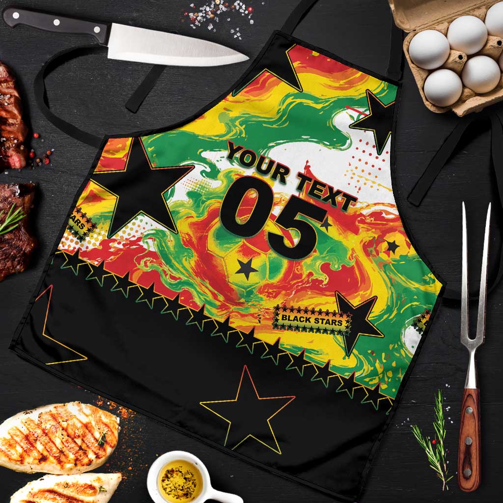Custom Ghana Football Apron African Pride Flag Colors Flame