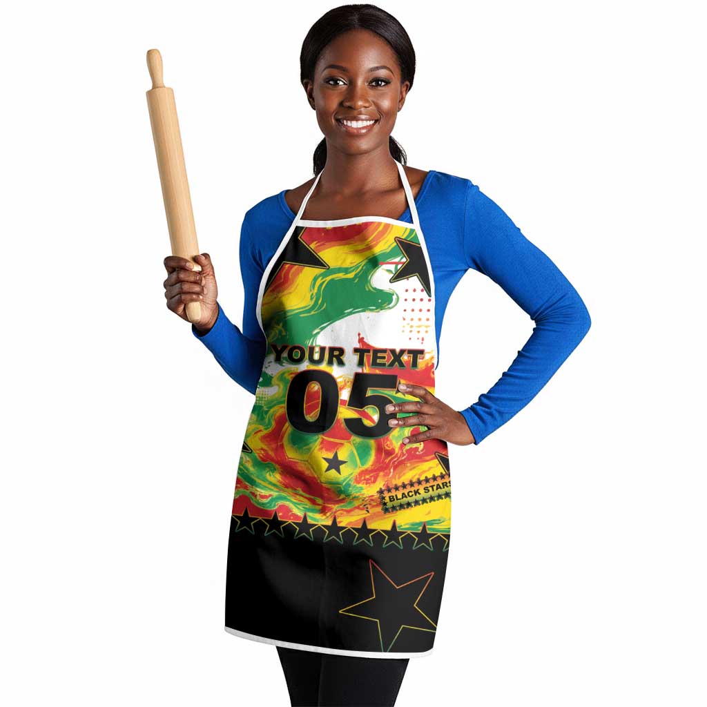 Custom Ghana Football Apron African Pride Flag Colors Flame