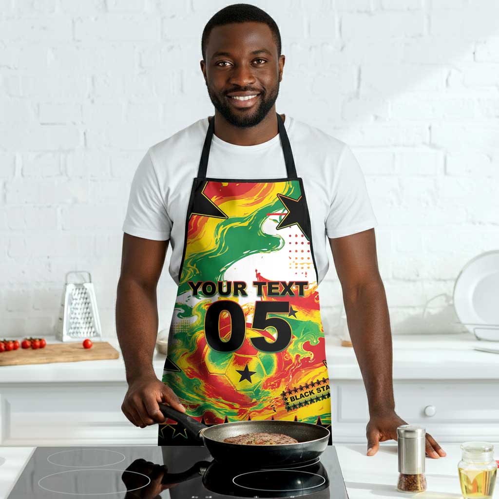 Custom Ghana Football Apron African Pride Flag Colors Flame
