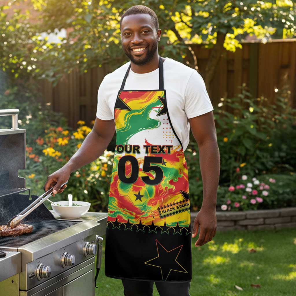 Custom Ghana Football Apron African Pride Flag Colors Flame