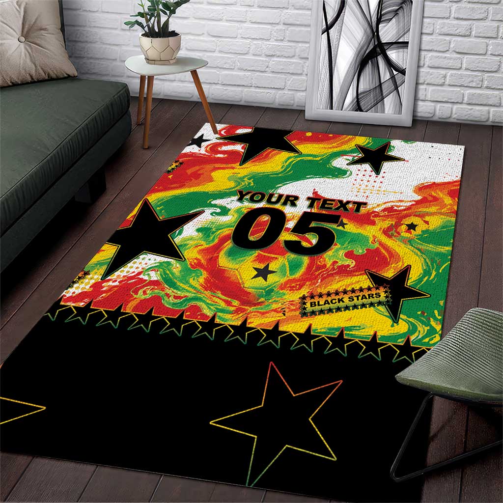 Custom Ghana Football Area Rug African Pride Flag Colors Flame