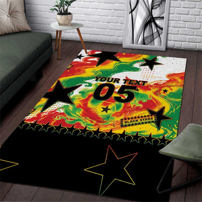 Custom Ghana Football Area Rug African Pride Flag Colors Flame