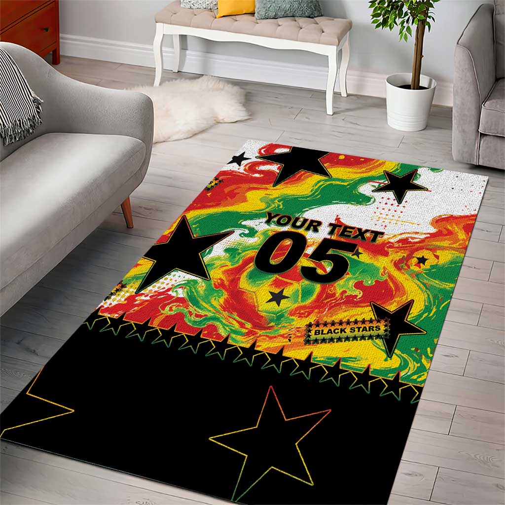 Custom Ghana Football Area Rug African Pride Flag Colors Flame