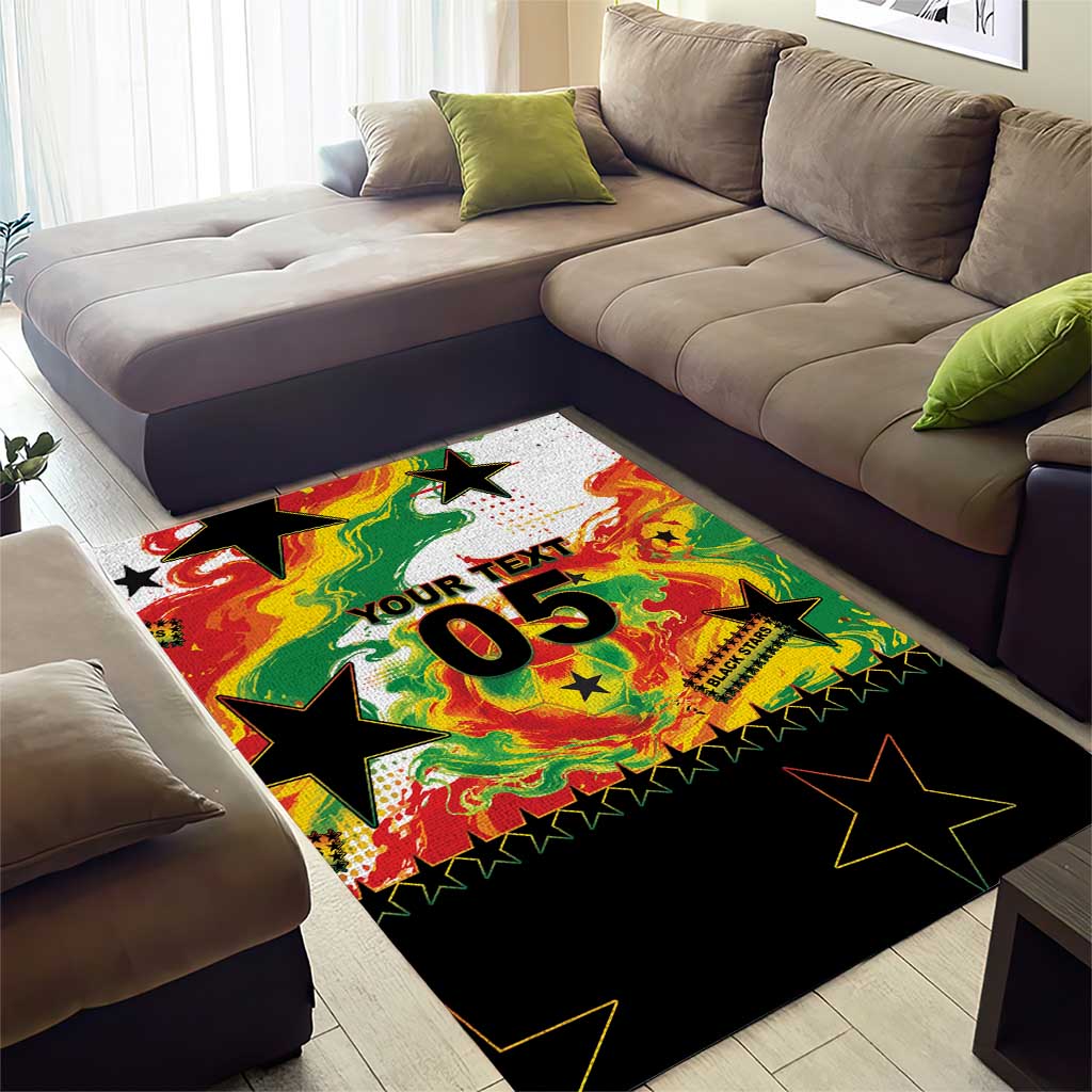 Custom Ghana Football Area Rug African Pride Flag Colors Flame