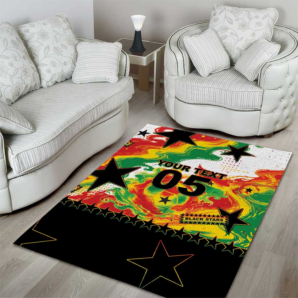 Custom Ghana Football Area Rug African Pride Flag Colors Flame