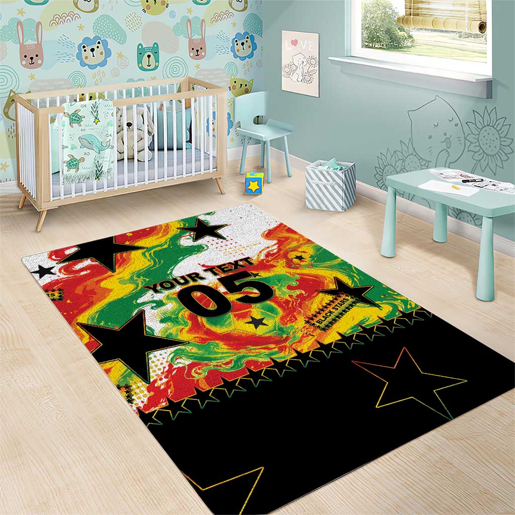 Custom Ghana Football Area Rug African Pride Flag Colors Flame