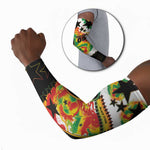 Custom Ghana Football Arm Sleeves African Pride Flag Colors Flame