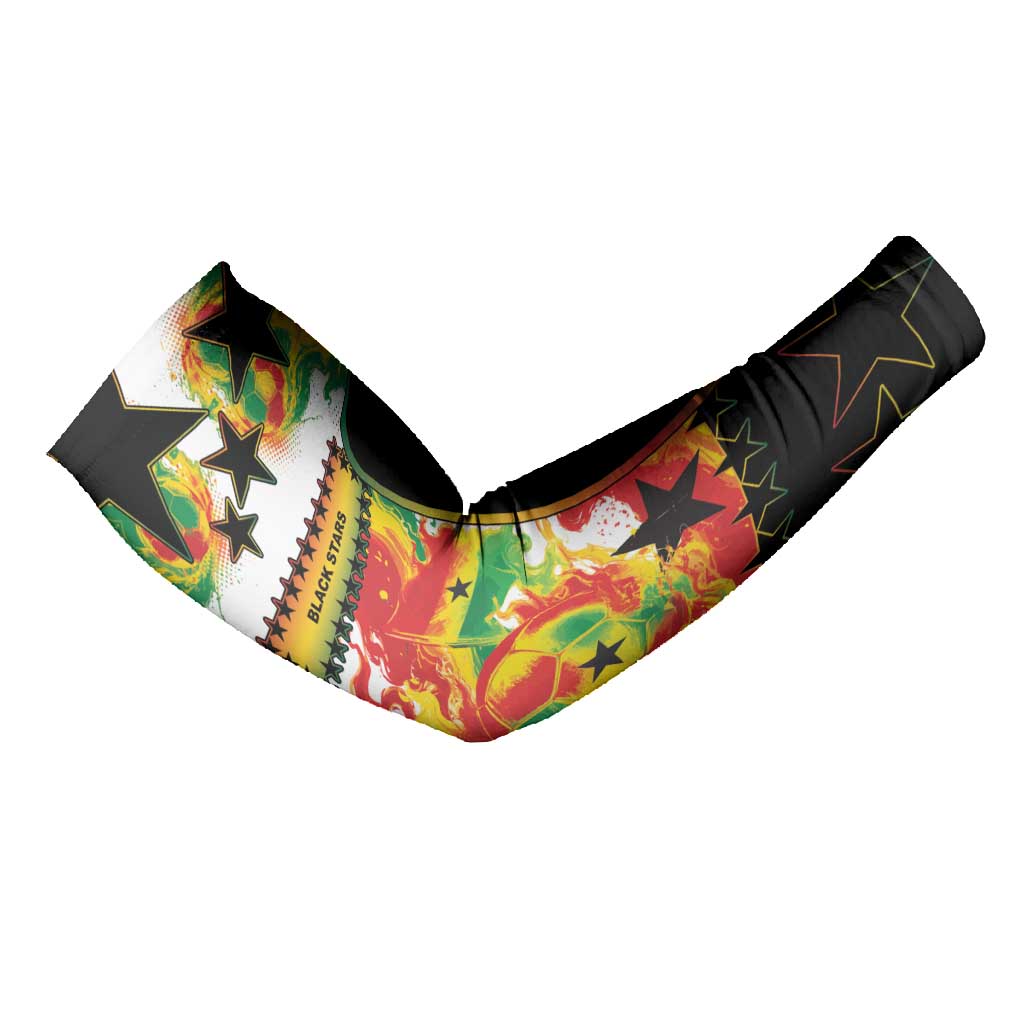 Custom Ghana Football Arm Sleeves African Pride Flag Colors Flame