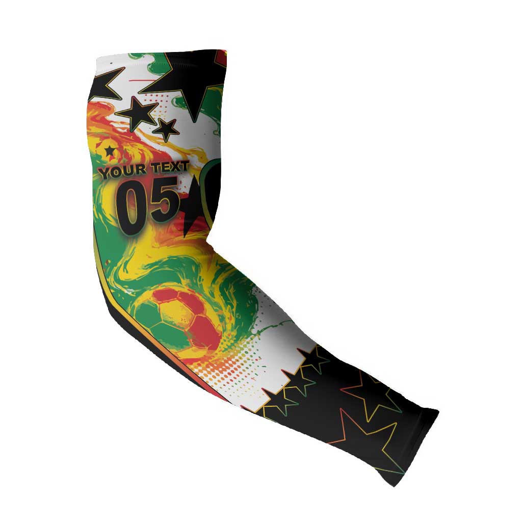 Custom Ghana Football Arm Sleeves African Pride Flag Colors Flame