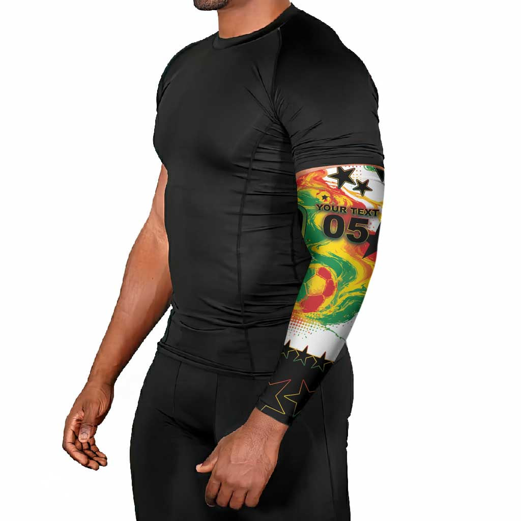 Custom Ghana Football Arm Sleeves African Pride Flag Colors Flame