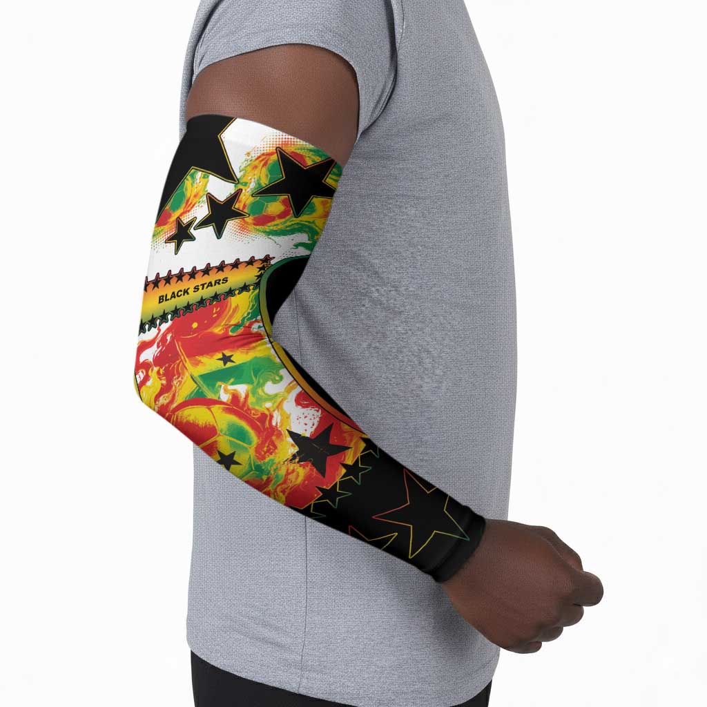Custom Ghana Football Arm Sleeves African Pride Flag Colors Flame
