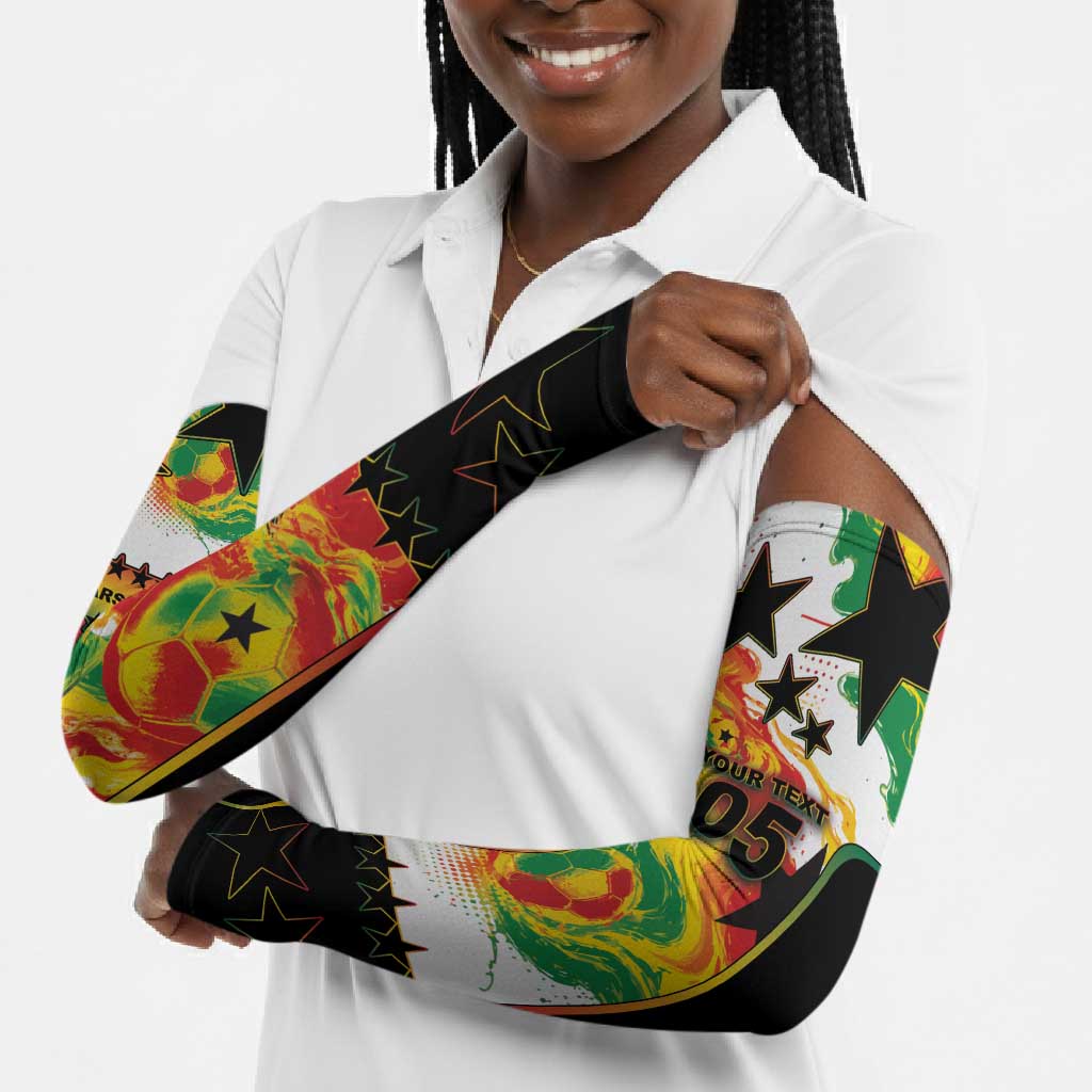 Custom Ghana Football Arm Sleeves African Pride Flag Colors Flame