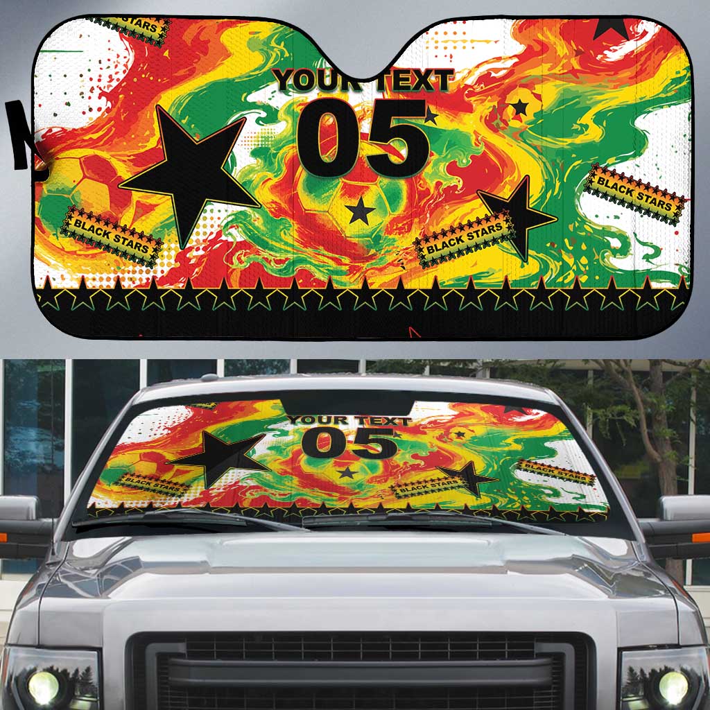 Custom Ghana Football Auto Sun Shade African Pride Flag Colors Flame