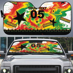 Custom Ghana Football Auto Sun Shade African Pride Flag Colors Flame