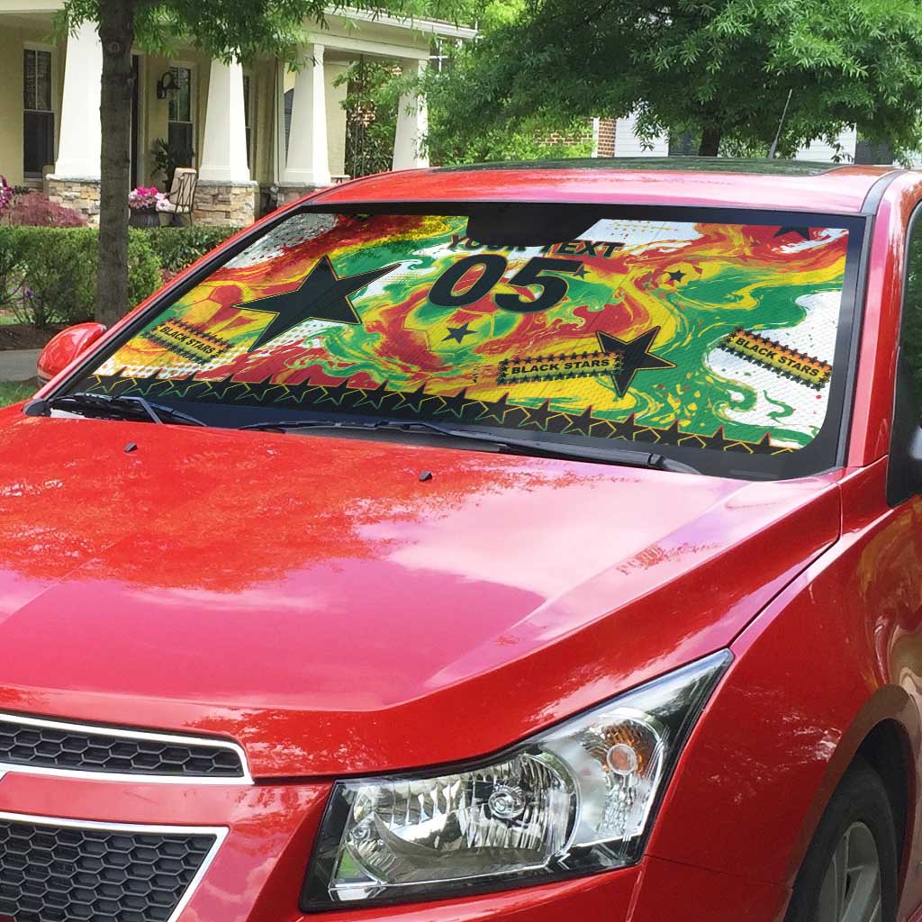 Custom Ghana Football Auto Sun Shade African Pride Flag Colors Flame