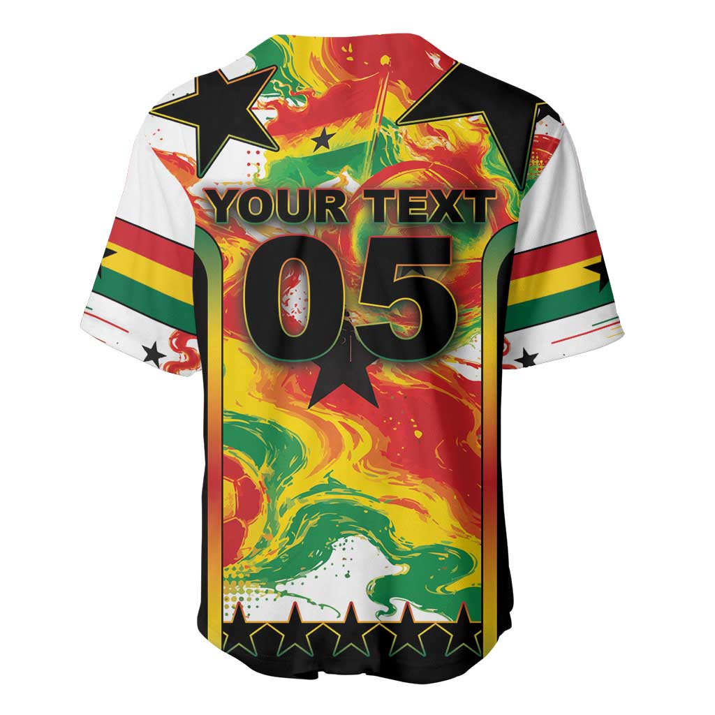 Custom Ghana Football Baseball Jersey African Pride Flag Colors Flame