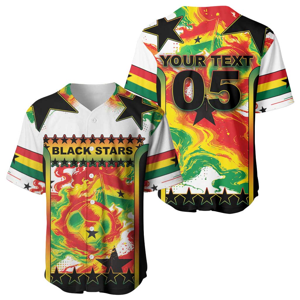 Custom Ghana Football Baseball Jersey African Pride Flag Colors Flame