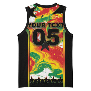 Custom Ghana Football Basketball Jersey African Pride Flag Colors Flame