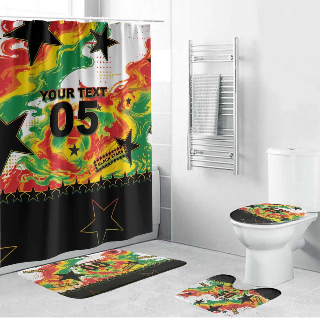 Custom Ghana Football Bathroom Set African Pride Flag Colors Flame