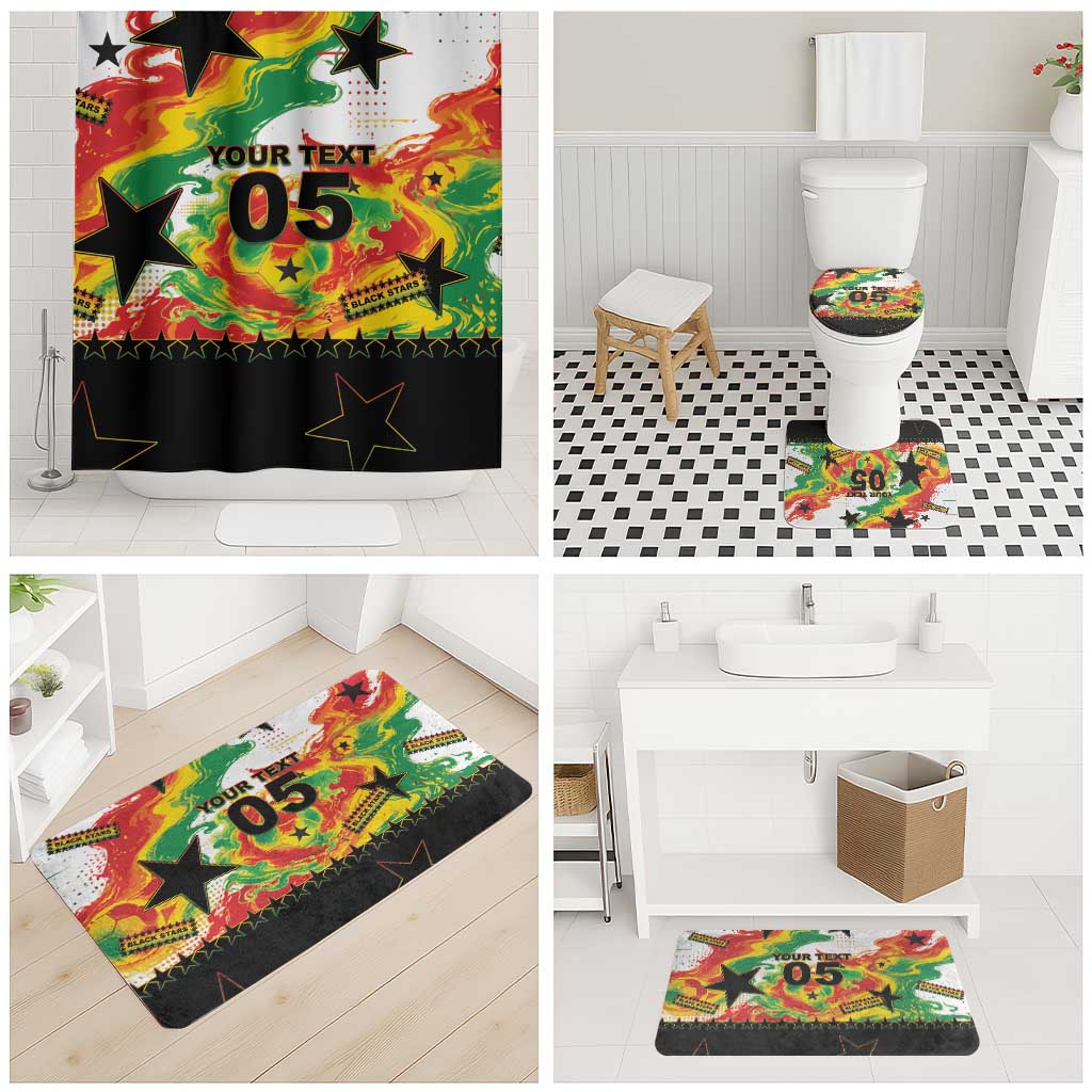 Custom Ghana Football Bathroom Set African Pride Flag Colors Flame