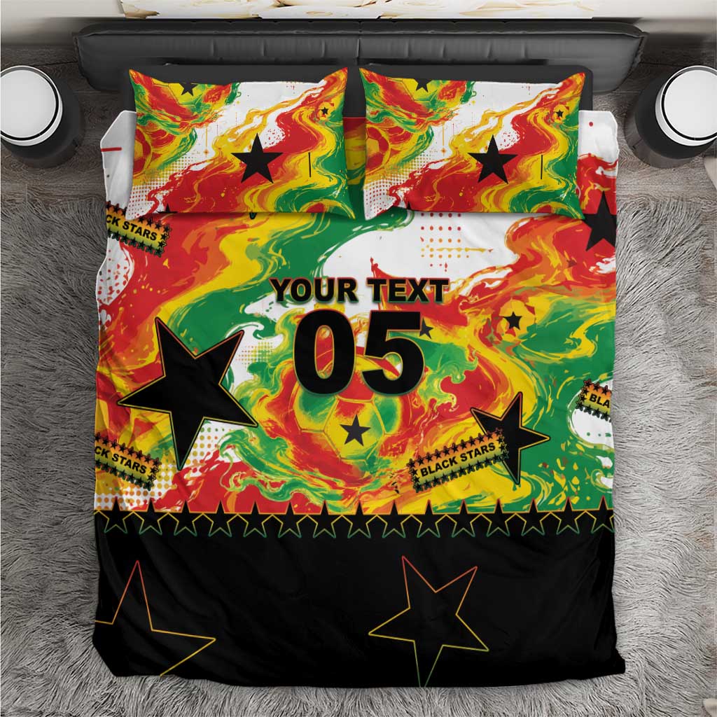 Custom Ghana Football Bedding Set African Pride Flag Colors Flame
