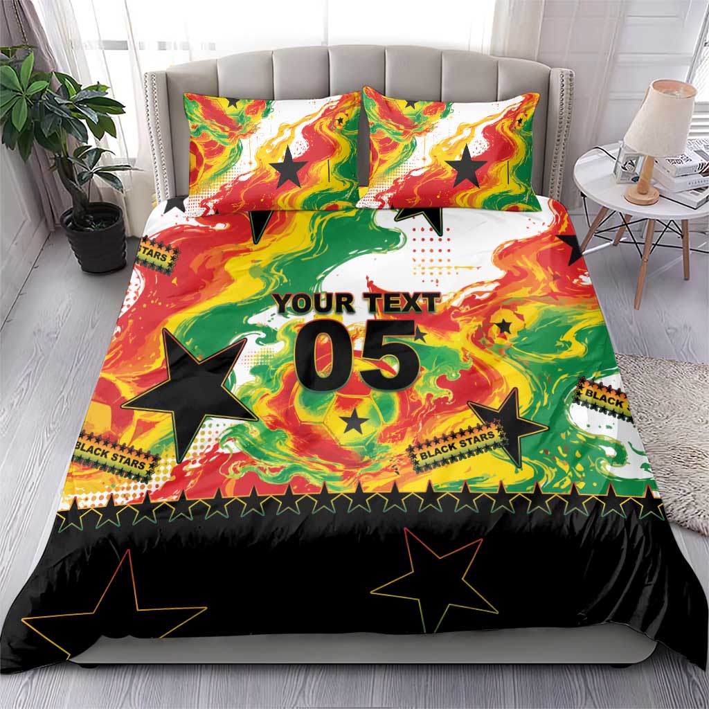 Custom Ghana Football Bedding Set African Pride Flag Colors Flame