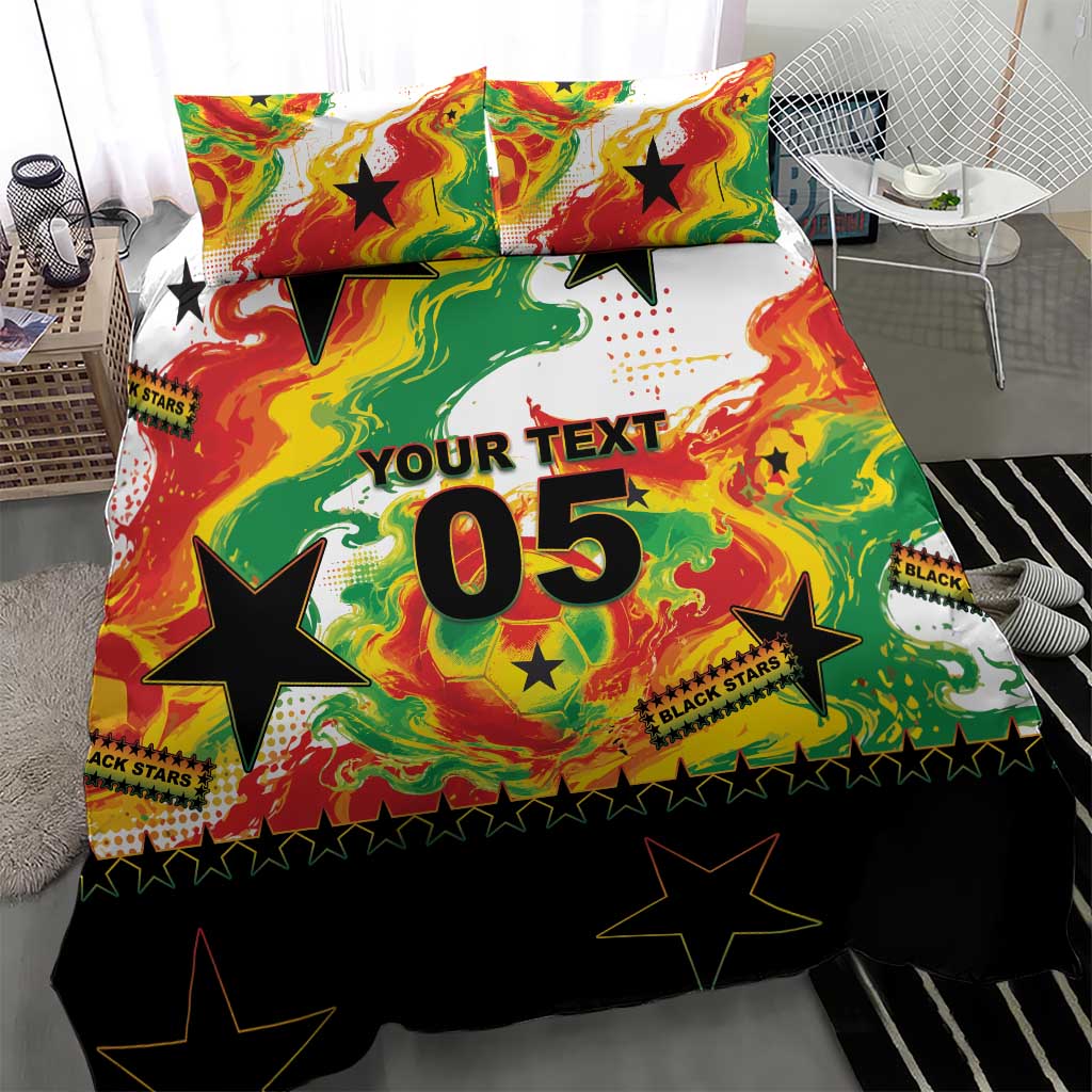 Custom Ghana Football Bedding Set African Pride Flag Colors Flame