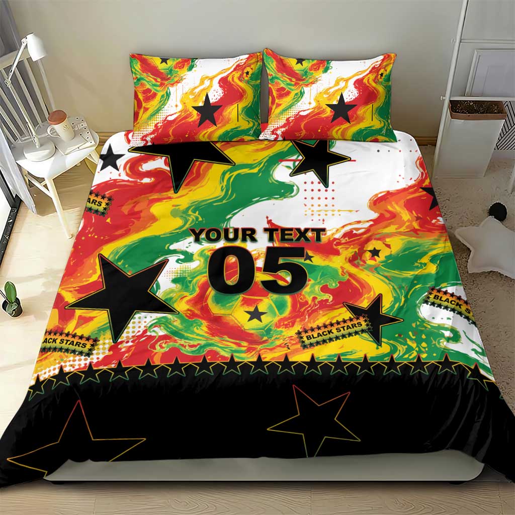 Custom Ghana Football Bedding Set African Pride Flag Colors Flame