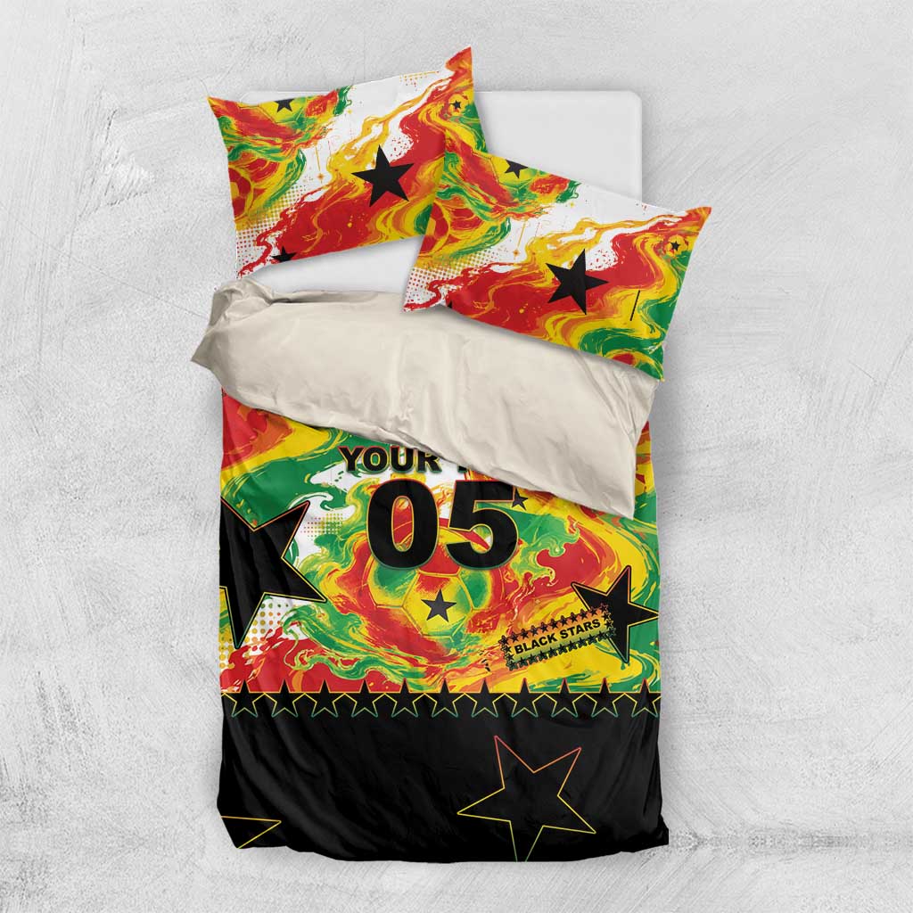 Custom Ghana Football Bedding Set African Pride Flag Colors Flame