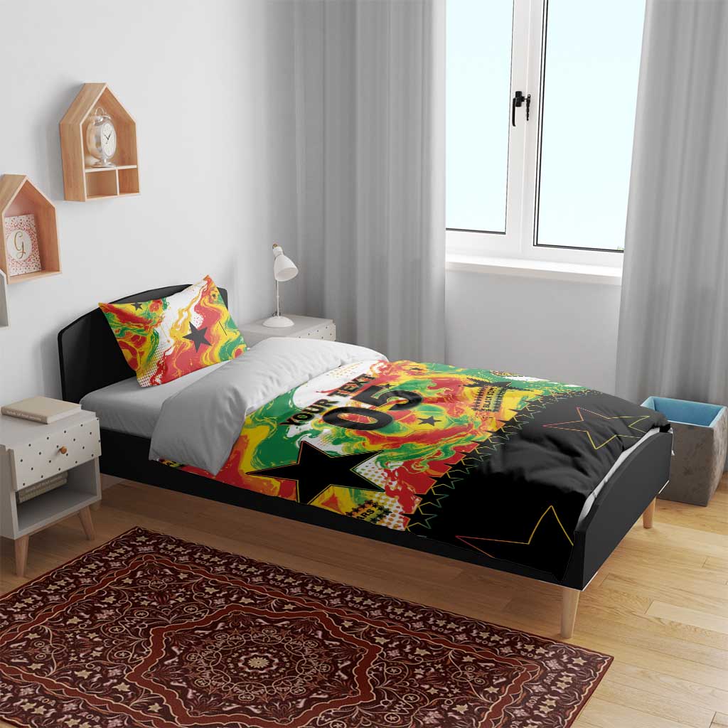Custom Ghana Football Bedding Set African Pride Flag Colors Flame