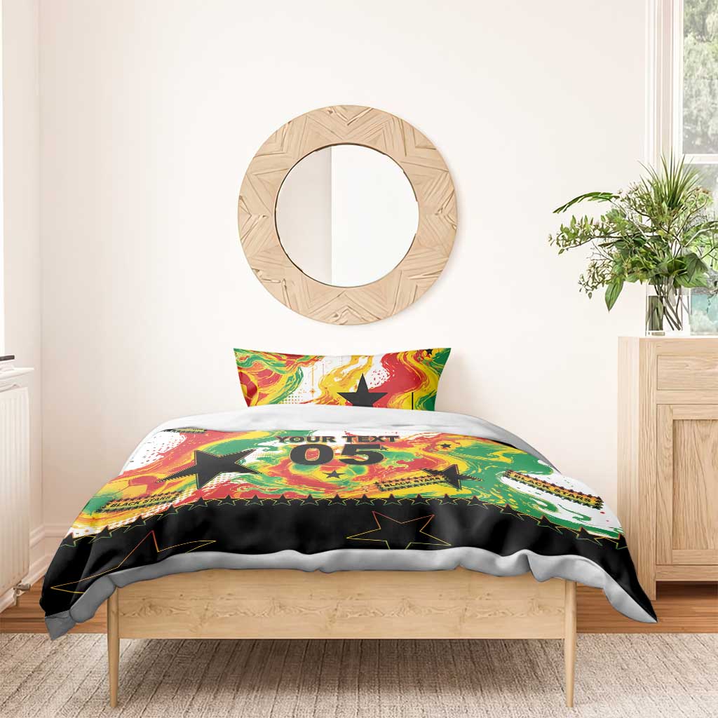 Custom Ghana Football Bedding Set African Pride Flag Colors Flame