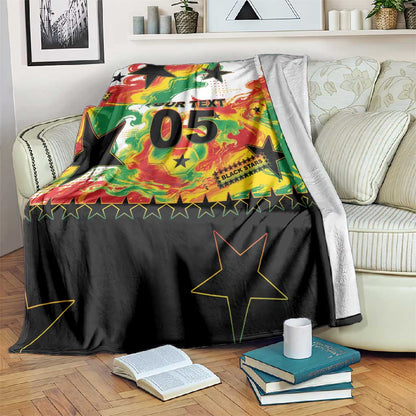 Custom Ghana Football Blanket African Pride Flag Colors Flame