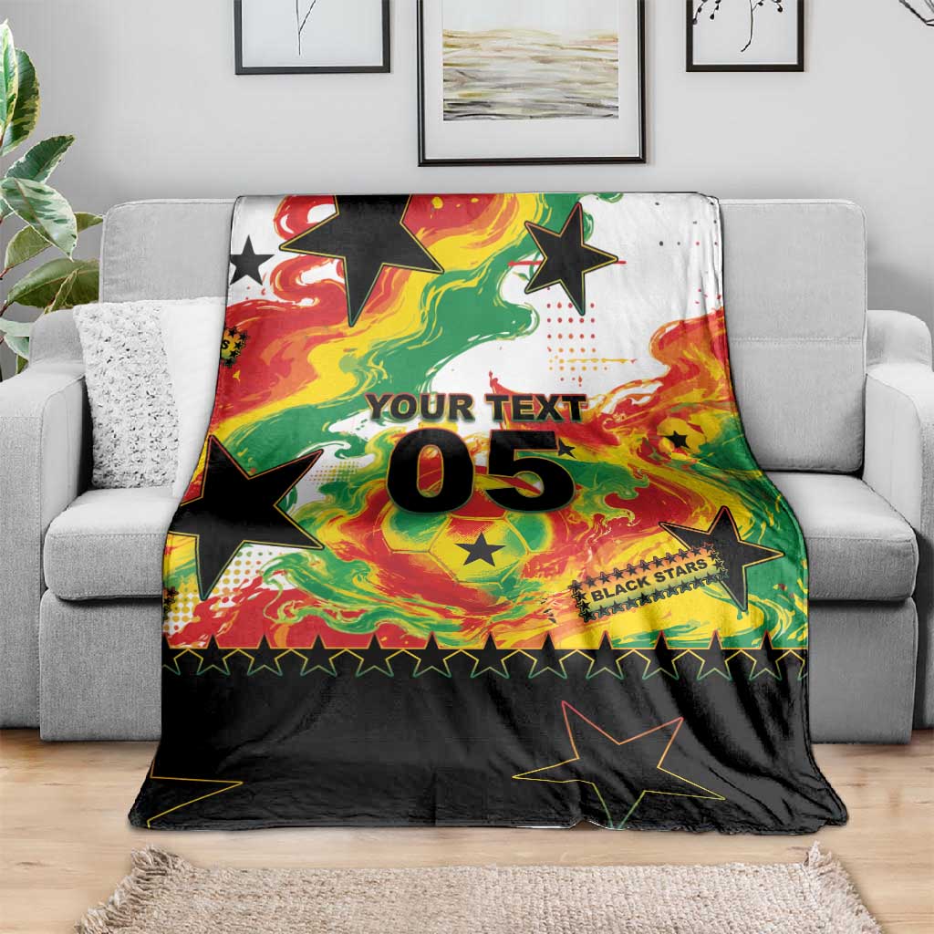 Custom Ghana Football Blanket African Pride Flag Colors Flame