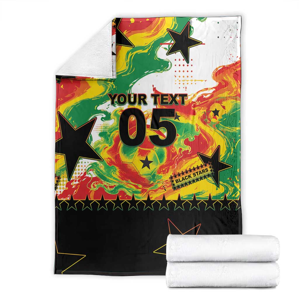 Custom Ghana Football Blanket African Pride Flag Colors Flame