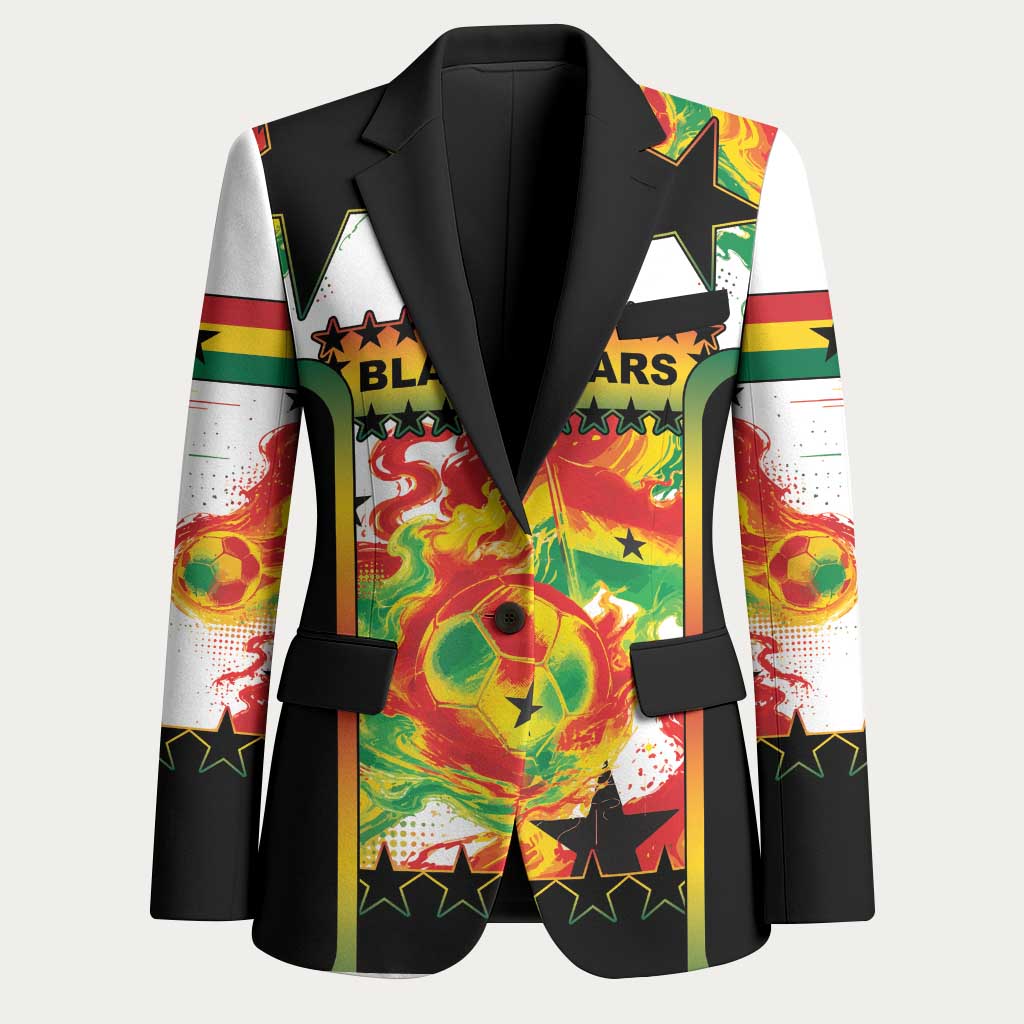 Custom Ghana Football Blazer African Pride Flag Colors Flame
