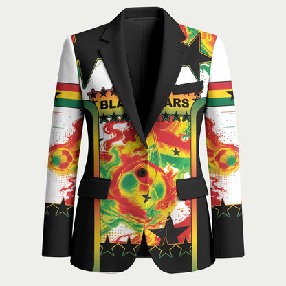 Custom Ghana Football Blazer African Pride Flag Colors Flame