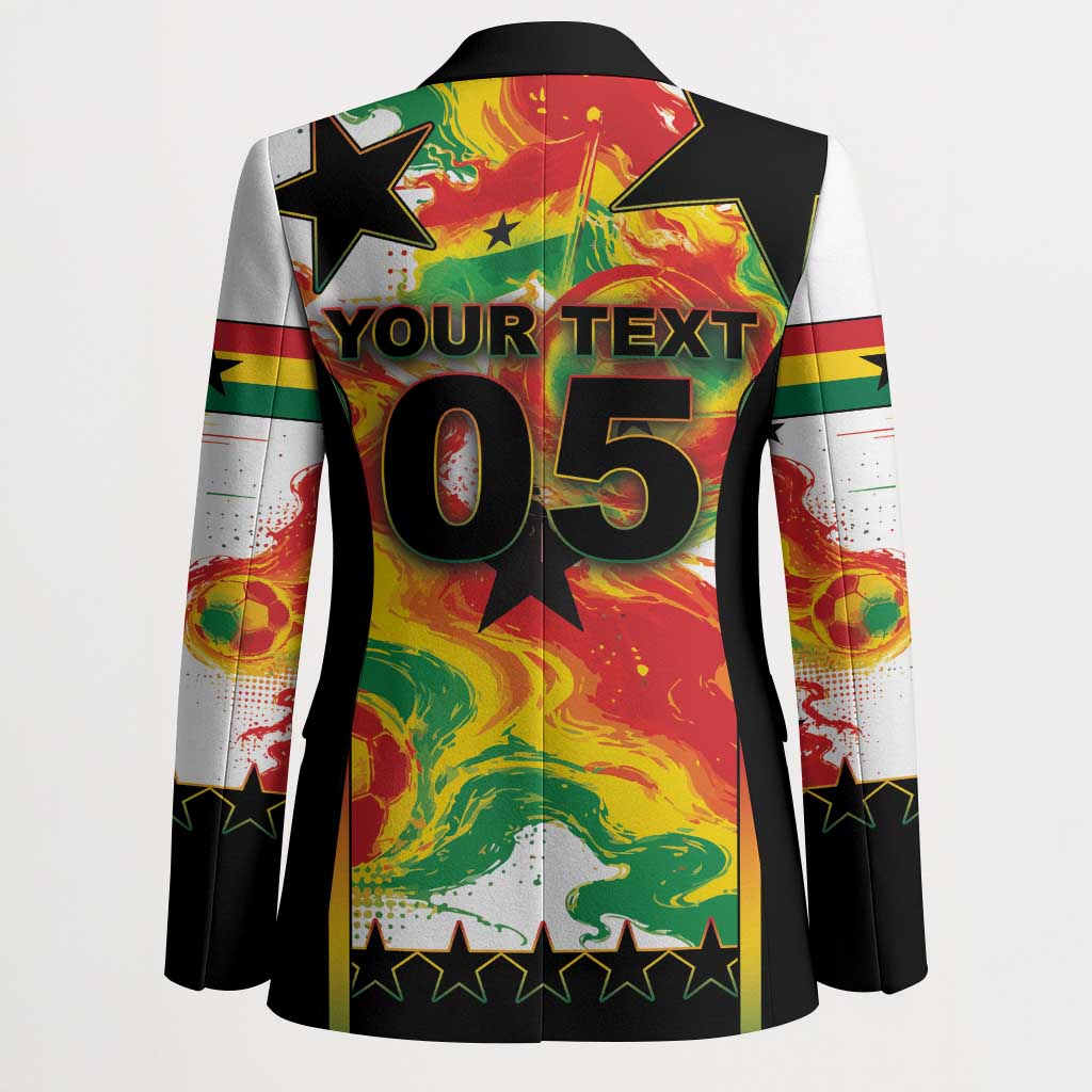 Custom Ghana Football Blazer African Pride Flag Colors Flame